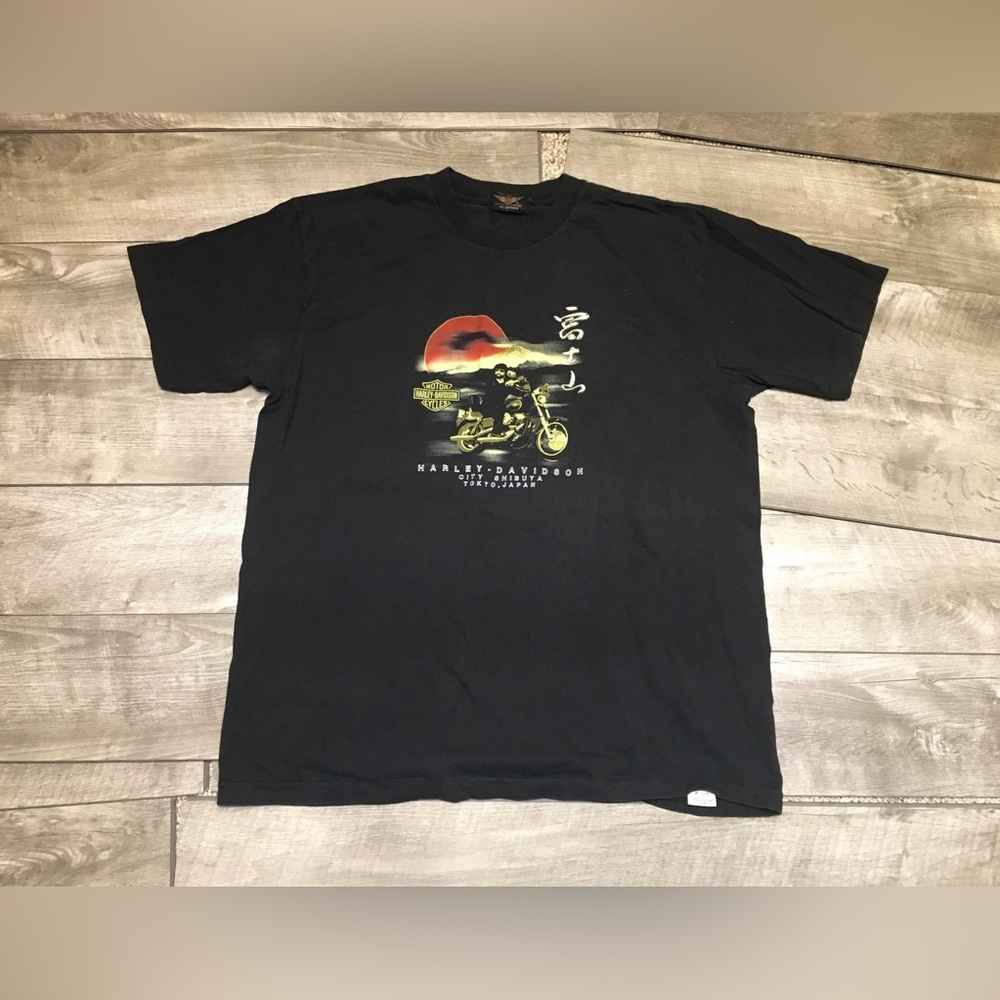 Harley-Davidson Motorcycle Dealer Tokyo Japan Black Print TShirt Tee Adult XXL